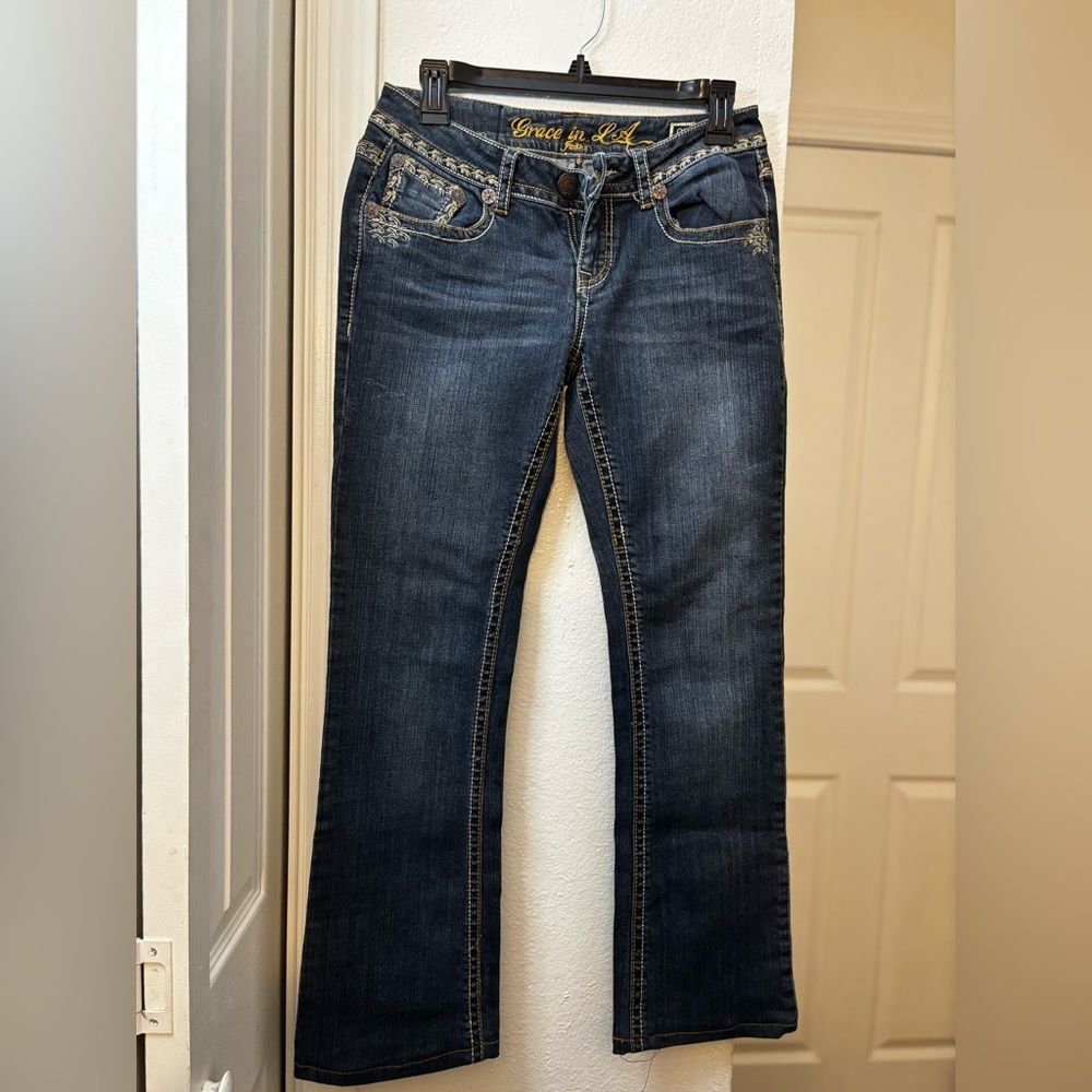 Grace in LA Dark Blue Boot Cut Jeans